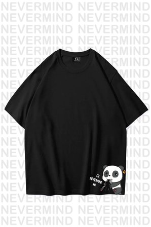 unisex kadın erkek mndsches panda özel tasarım baskılı oversize tshirt