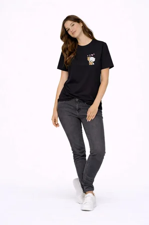 sevgili kombini minimal ayıcık kalp baskılı çift tişört oversize unisex 2’li set