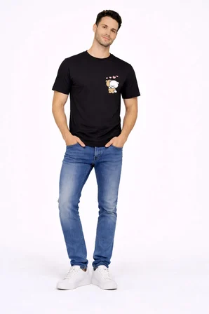 sevgili kombini minimal ayıcık kalp baskılı çift tişört oversize unisex 2’li set