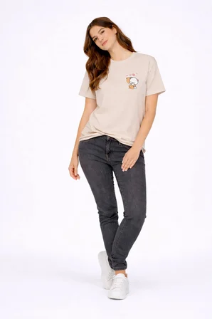 sevgili kombini minimal ayıcık kalp baskılı çift tişört oversize unisex 2’li set