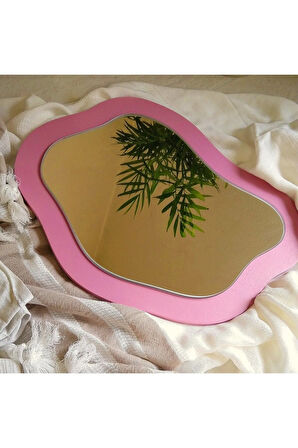 Asimetrik Kıvrımlı Masaüstü Makyaj Aynası - Tatlı Duvar Dekor Aynası - 3 (Renk  Mevcut)-45x36 cm