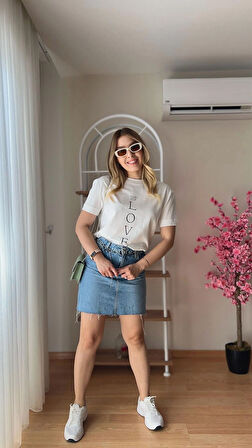 Kadın Oversize Mng Marka Model Tişort Yüksek Kalite Pamuk