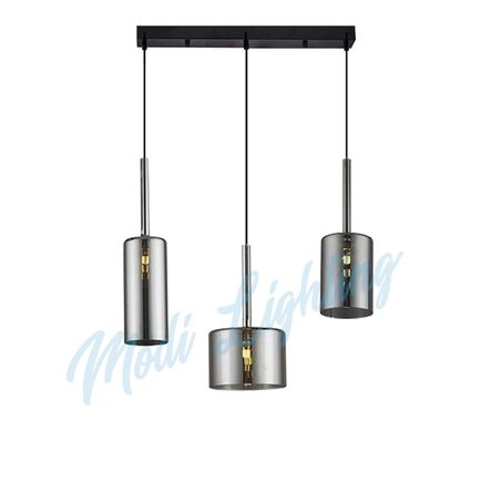 Modi Lighting Füme Camlı 3'lü Sıralı Sarkıt Avize Mod-Av-4443-3fss