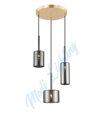 Modi Lighting Gold Füme Camlı 3'lü Sarkıt Avize Mod-Av-4443-3gf