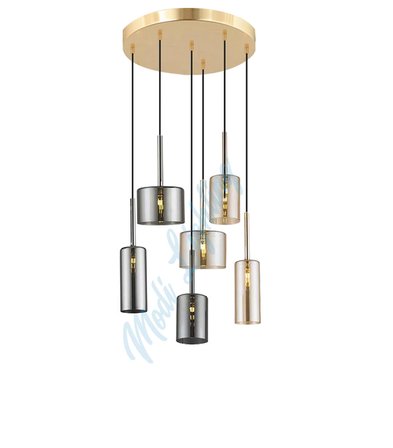 Modi Lighting Mixed Camlı 6'lı Sarkıt Avize Mod-Av-4443-6gfb