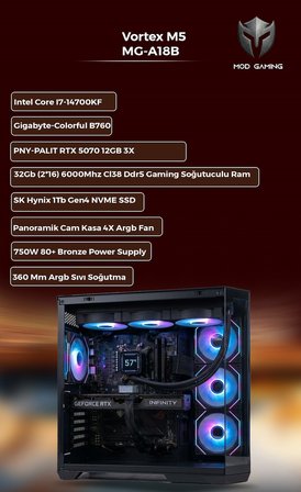Apex MG-A18B Intel Core I7 14700KF | RTX5070 | 32GB Ram | 1 Tb SSD | Oyuncu OEM PAKET