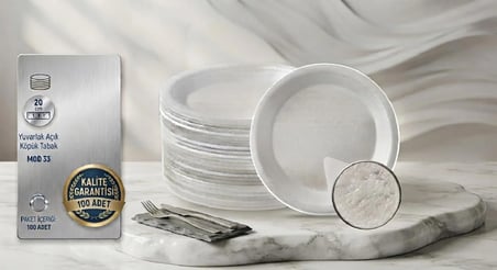 20 cm Yuvarlak Açık Köpük Tabak - Mod 33 Servis Tabağı (100'lü Paket)