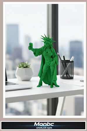 Monbc Modern Özgürlük Heykeli Figürü 3D Tasarım Dekoratif Biblo, Hediyelik ve Ev Ofis İçin Şık Aksesuar