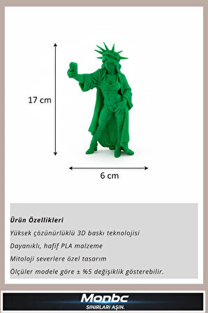 Monbc Modern Özgürlük Heykeli Figürü 3D Tasarım Dekoratif Biblo, Hediyelik ve Ev Ofis İçin Şık Aksesuar