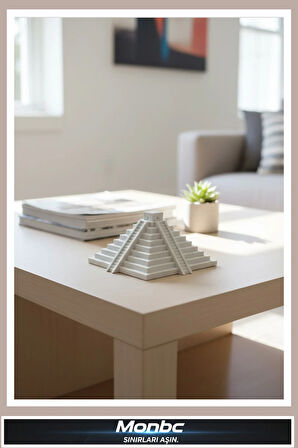 Monbc Chichen Itza Piramidi 3D Tasarım Dekoratif Biblo, Hediyelik ve Ev Ofis İçin Şık Aksesuar