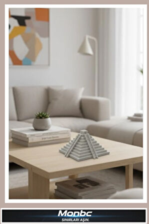 Monbc Chichen Itza Piramidi 3D Tasarım Dekoratif Biblo, Hediyelik ve Ev Ofis İçin Şık Aksesuar