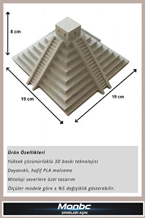 Monbc Chichen Itza Piramidi 3D Tasarım Dekoratif Biblo, Hediyelik ve Ev Ofis İçin Şık Aksesuar