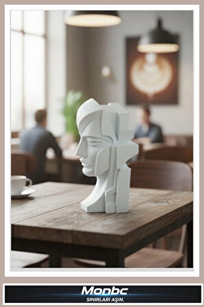 Monbc Modern Form Geometrik Kadın Büstü 3D Tasarım Dekoratif Biblo, Hediyelik ve Ev Ofis İçin Şık Aksesuar