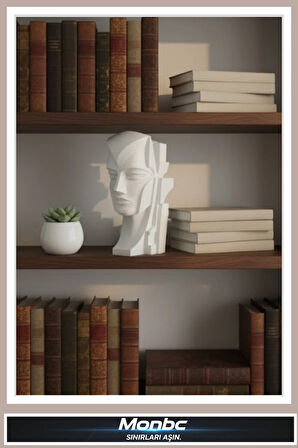Monbc Modern Form Geometrik Kadın Büstü 3D Tasarım Dekoratif Biblo, Hediyelik ve Ev Ofis İçin Şık Aksesuar