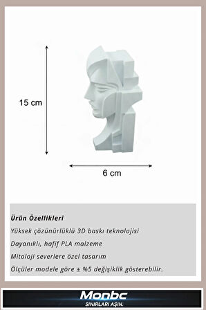 Monbc Modern Form Geometrik Kadın Büstü 3D Tasarım Dekoratif Biblo, Hediyelik ve Ev Ofis İçin Şık Aksesuar