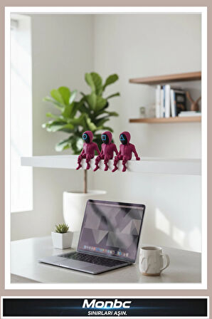 Monbc Squid Game 3’lü Koruma Figür Seti 3D Tasarım Dekoratif Biblo, Hediyelik ve Ev Ofis İçin Şık Aksesuar