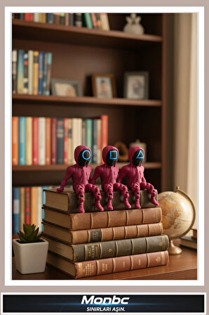 Monbc Squid Game 3’lü Koruma Figür Seti 3D Tasarım Dekoratif Biblo, Hediyelik ve Ev Ofis İçin Şık Aksesuar