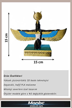 Monbc İsis Heykeli 3D Tasarım Dekoratif Biblo, Hediyelik ve Ev Ofis İçin Şık Aksesuar
