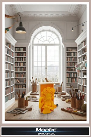 Monbc Çiçek Saçlı Kadın 3D Tasarım Dekoratif Biblo, Hediyelik ve Ev Ofis İçin Şık Aksesuar