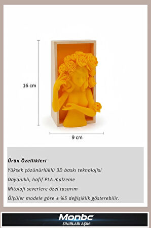 Monbc Çiçek Saçlı Kadın 3D Tasarım Dekoratif Biblo, Hediyelik ve Ev Ofis İçin Şık Aksesuar