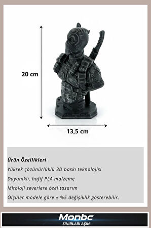 Monbc Deadpool Figür 3D Tasarım Dekoratif Biblo, Hediyelik ve Ev Ofis İçin Şık Aksesuar