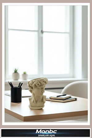 Monbc David Form Saksı Klasik Sanat Temalı 3D Tasarım Dekoratif Biblo, Hediyelik ve Ev Ofis İçin Şık Aksesuar