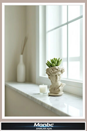 Monbc David Form Saksı Klasik Sanat Temalı 3D Tasarım Dekoratif Biblo, Hediyelik ve Ev Ofis İçin Şık Aksesuar