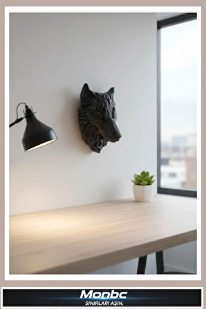 Monbc Alfa Kurt  Duvar Dekoru 3D Tasarım Dekoratif Biblo, Hediyelik ve Ev Ofis İçin Şık Aksesuar