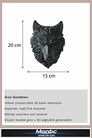 Monbc Alfa Kurt  Duvar Dekoru 3D Tasarım Dekoratif Biblo, Hediyelik ve Ev Ofis İçin Şık Aksesuar