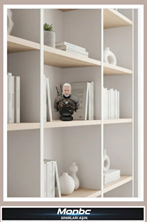 Monbc Witcher Büstü –Geralt of Rivia 3D Tasarım Dekoratif Biblo, Hediyelik ve Ev Ofis İçin Şık Aksesuar