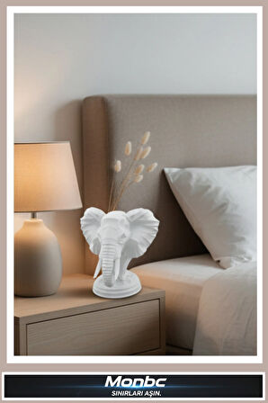 Monbc Modern Stil Fil Büstü 3D Tasarım Dekoratif Biblo, Hediyelik ve Ev Ofis İçin Şık Aksesuar