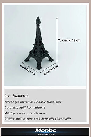 Monbc Eiffel Kulesi 3D Tasarım Dekoratif Biblo, Hediyelik ve Ev Ofis İçin Şık Aksesuar