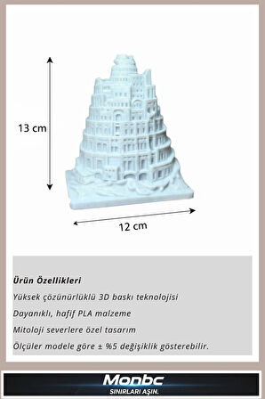 Monbc Babil Kulesi 3D Tasarım Dekoratif Biblo, Hediyelik ve Ev Ofis İçin Şık Aksesuar