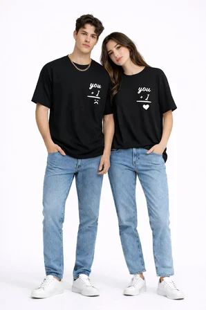 Sevgili Kombini You I Yazılı Çift Tişört Oversize Unisex Partner Kombin Seti