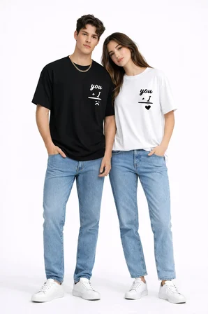 Sevgili Kombini You I Yazılı Çift Tişört Oversize Unisex Partner Kombin Seti
