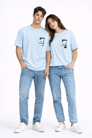 Sevgili Kombini You I Yazılı Çift Tişört Oversize Unisex Partner Kombin Seti