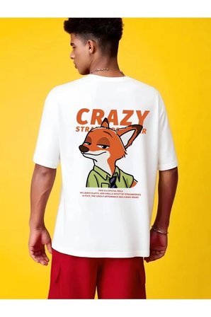 Sevgili Kombini Crazy Animal Baskılı Çift Tişört Oversize Unisex Çift Kombin Karikatür Çift Set