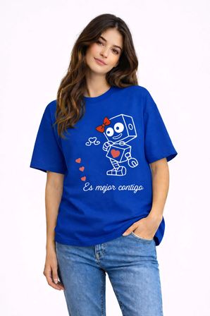 sevgili kombini robot baskılı çift tişört oversize unisex partner kombin seti