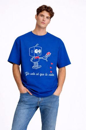 sevgili kombini robot baskılı çift tişört oversize unisex partner kombin seti