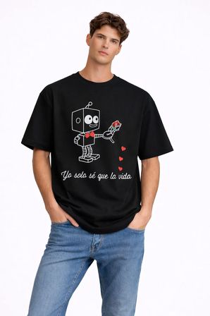 sevgili kombini robot baskılı çift tişört oversize unisex partner kombin seti