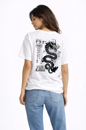 sevgili kombini dragon baskılı çift tişört oversize unisex street partner kombin seti