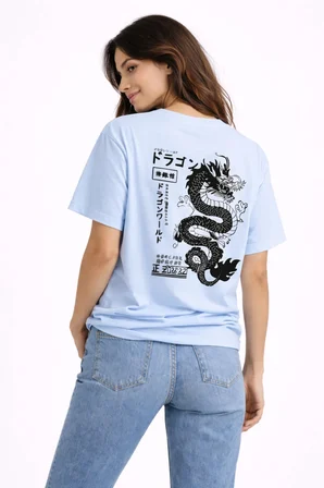 sevgili kombini dragon baskılı çift tişört oversize unisex street partner kombin seti