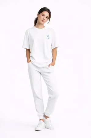 Sevgili Kombini Ateş Su Minimal Çift Tişört Oversize Unisex Partner Kombin Seti