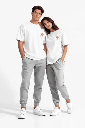 Sevgili Kombini Ayıcık Baskılı Çift Tişört Oversize Unisex Partner Kombin Seti