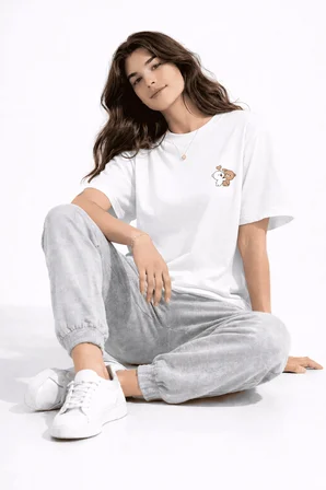 Sevgili Kombini Ayıcık Baskılı Çift Tişört Oversize Unisex Partner Kombin Seti