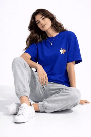 Sevgili Kombini Ayıcık Baskılı Çift Tişört Oversize Unisex Partner Kombin Seti