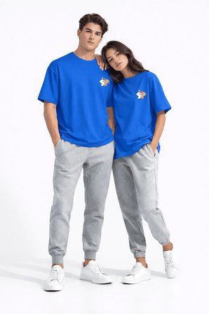 Sevgili Kombini Ayıcık Baskılı Çift Tişört Oversize Unisex Partner Kombin Seti