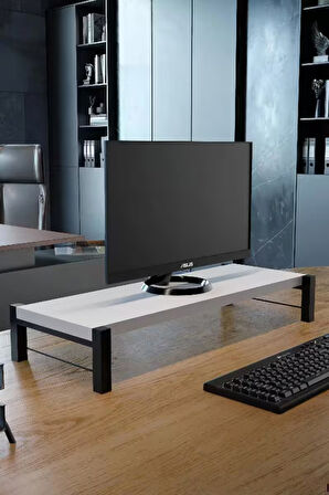 Monitör ve Laptop Yükseltici Stand – 60x20 cm Ergonomik Masaüstü Bilgisayar Sehpası, Ofis ve Ev İçin Dayanıklı Masaüstü Organizer