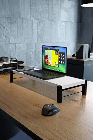 Monitör ve Laptop Yükseltici Stand – 60x20 cm Ergonomik Masaüstü Bilgisayar Sehpası, Ofis ve Ev İçin Dayanıklı Masaüstü Organizer
