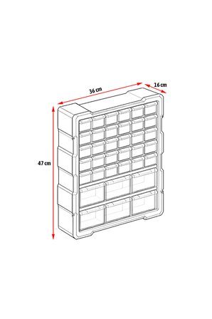Monoblok Çekmece Seti 39'lu Turkuaz – Vida, Somun, Dübel ve Hırdavat Düzenleyici Organizer, Atölye Garaj Teknik Servis için Tezgâh Üstü Plastik Çekmeceli Saklama Kutusu 37x47x16 cm Pratik Depolama